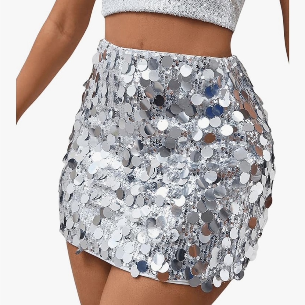 Amazon Silver Sequin Party Mini Skirt